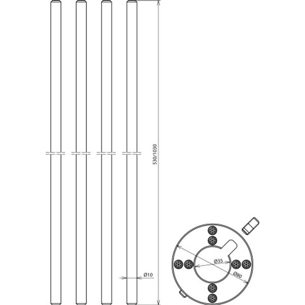 Fixing set for lateral air-term. rods four air-term. rods Al D=10mm L= image 2