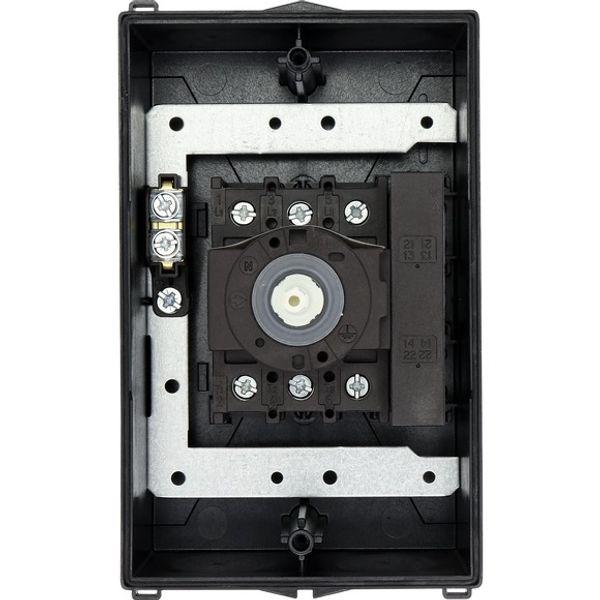 Main switch, P1, 25 A, surface mounting, 3 pole, 1 N/O, 1 N/C, STOP function, With black rotary handle and locking ring, Lockable in the 0 (Off) posit image 4