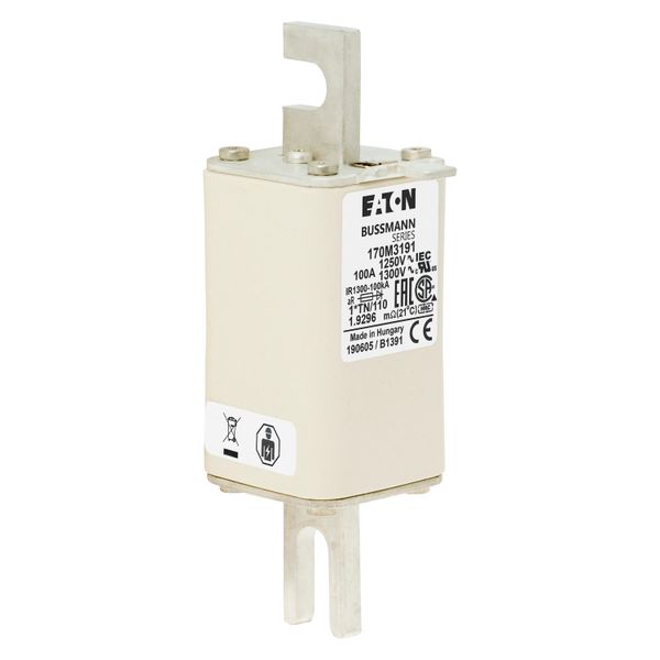 Fuse-link, high speed, 100 A, AC 1250 V, compact size 1, 45 x 58 x 138 mm, aR, DIN, IEC, type T indicator image 8