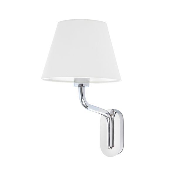 ETERNA CHROME WALL LAMP E27 15W WHITE LAMPSHADE image 1