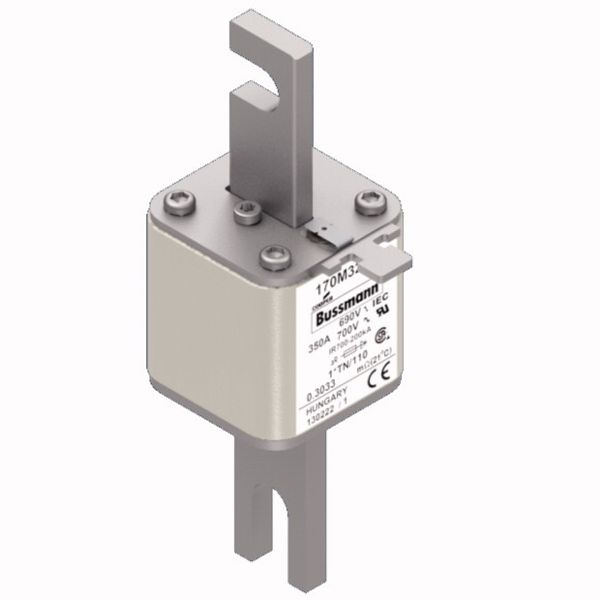 Fuse-link, high speed, 350 A, AC 690 V, compact DIN 1, 45 x 58 x 134 mm, aR, DIN, IEC, single indicator, 80 mm centres image 2