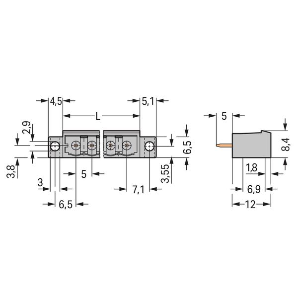 THT male header 1.2 x 1.2 mm solder pin straight gray image 3