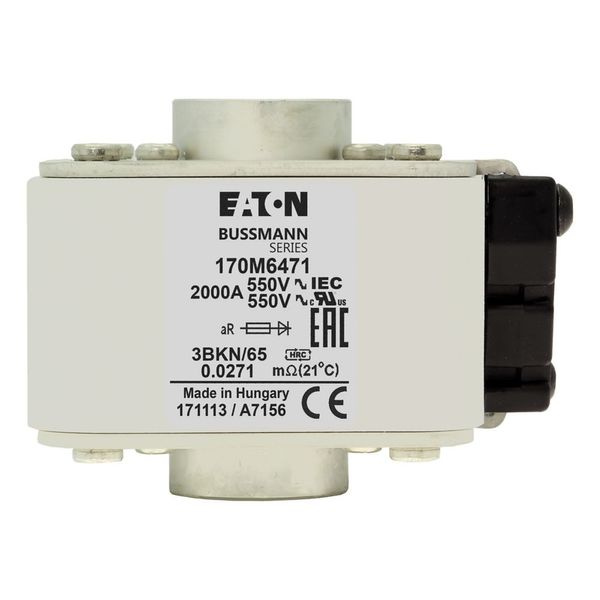 Fuse-link, high speed, 2000 A, AC 550 V, size 3, 76 x 92 x 53 mm, aR, IEC, UL, type K indicator image 8