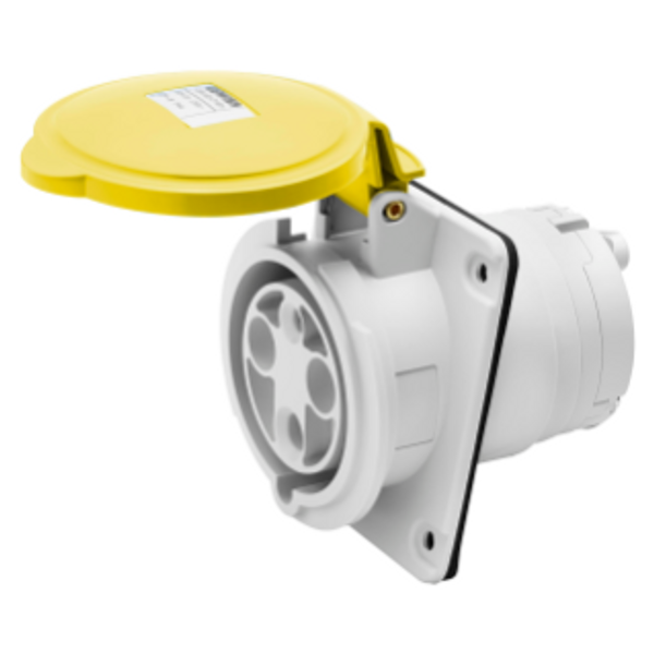 10° ANGLED FLUSH-MOUNTING SOCKET-OUTLET HP - IP44/IP54 - 3P+N+E 63A 100-130V 50/60HZ - YELLOW - 4H - MANTLE TERMINAL image 1