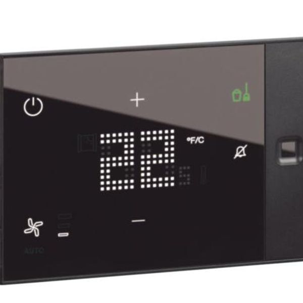 Thermosat with touch screen for hotel Ux One recessed 230V with Do not disturb and Make room services - black image 1