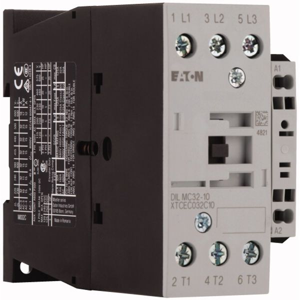 Contactor, 3 pole, 380 V 400 V 15 kW, 1 N/O, 220 V 50/60 Hz, AC operation, Spring-loaded terminals image 5