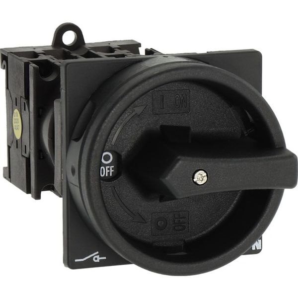 Main switch, T0, 20 A, rear mounting, 2 contact unit(s), 3 pole + N, STOP function, With black rotary handle and locking ring, Lockable in the 0 (Off) image 8