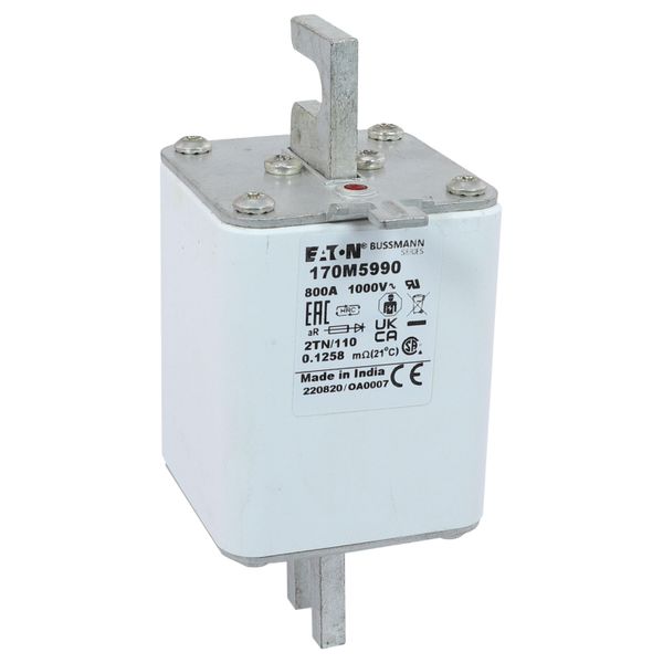 Fuse-link, high speed, 800 A, AC 1000 V, DIN 2, 59 x 75 x 138 mm, aR, DIN, IEC, single indicator image 25