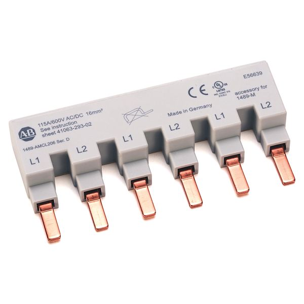 Busbar, 2-Phase, 6 Pin, for 6 Circuit Breakers image 1