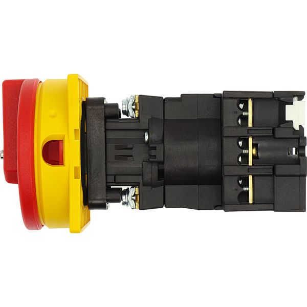 Main switch, P1, 32 A, rear mounting, 3 pole, Emergency switching off function, With red rotary handle and yellow locking ring, Lockable in the 0 (Off image 39