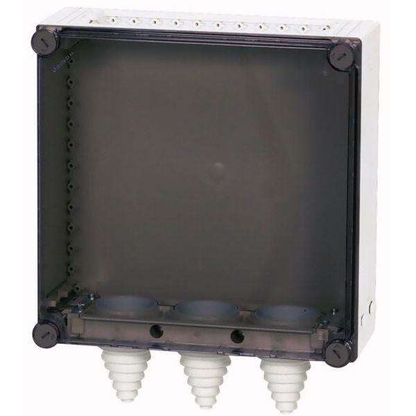 Panel enclosure, with gland plate and cable glands, HxWxD=375x375x150mm image 1