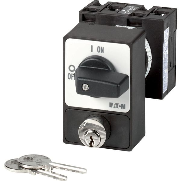 ON-OFF switches, T3, 32 A, flush mounting, 3 pole, with black thumb grip and front plate, Cylinder lock SVA image 3