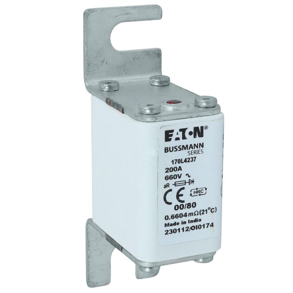 Fuse-link, high speed, 200 A, AC 660 V, size 00, 30 x 51 x 98 mm, aR, DIN, IEC, single indicator image 24