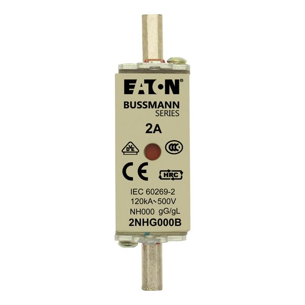 Fuse-link, LV, 2 A, AC 500 V, NH000, gL/gG, IEC, dual indicator, live gripping lugs image 17