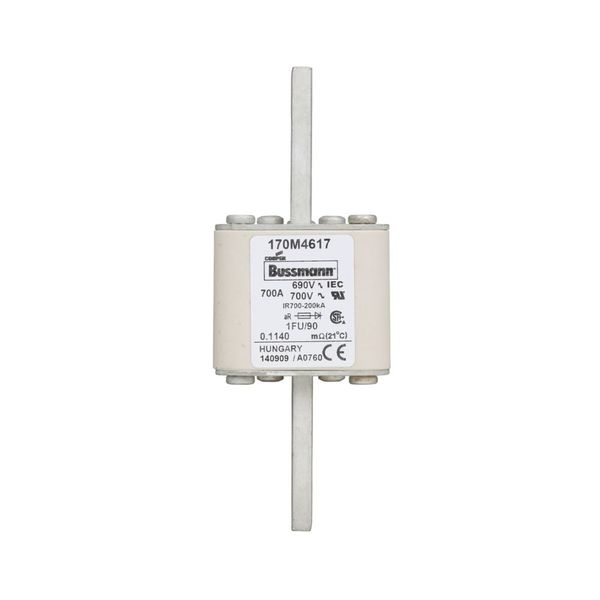 Fuse-link, high speed, 700 A, AC 690 V, size 1, 53 x 69 x 136 mm, aR, IEC, UL, no indicator, 90 mm centers image 13