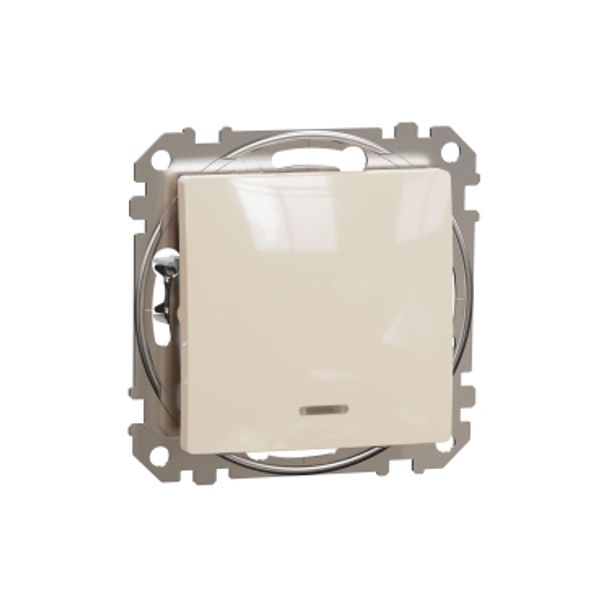 Sedna Design & Elements, 2-Pole switch 10AX Red indicator LED, beige image 4
