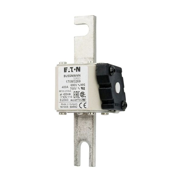 Fuse-link, high speed, 400 A, AC 690 V, compact DIN 1, 45 x 58 x 134 mm, aR, DIN, IEC, type K indicator, 110 mm centres image 7