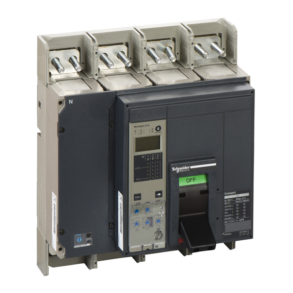 circuit breaker ComPact NS1250N, 50 kA at 415 VAC, Micrologic 5.0 A trip unit, 1250 A, fixed,4 poles 4d image 4