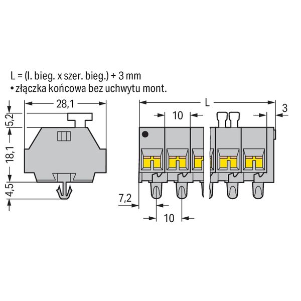 4-conductor terminal strip on one side with push-buttons with snap-in image 4