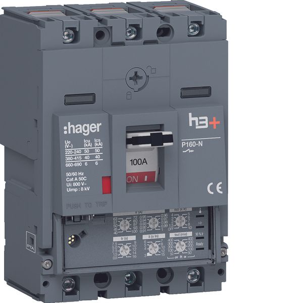 Moulded Case Circuit Breaker h3+ P160 LSI 3P3D 100A 40kA CTC image 1