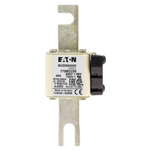 Fuse-link, high speed, 40 A, AC 690 V, compact DIN 1, 45 x 58 x 134 mm, aR, DIN, IEC, single indicator image 14