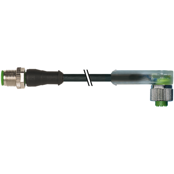 M12 male 0°/M12 female 90° A-cod. LED PUR 5x0.34 bk UL /CSA+drag 20.0m image 1