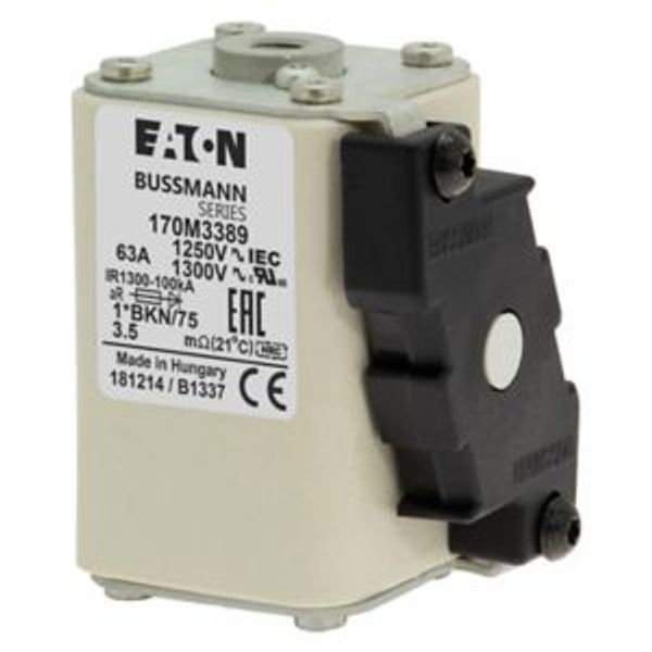 Fuse-link, high speed, 63 A, AC 1250 V, compact size 1, 45 x 59 x 75 mm, aR, IEC, UL, single indicator image 3