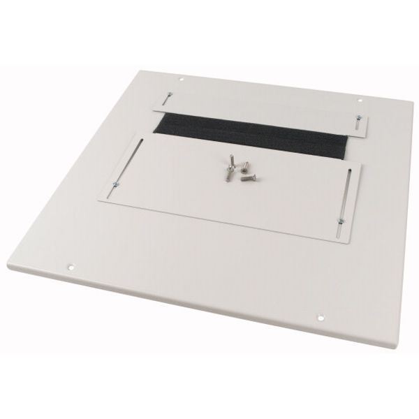 Bottom-/top plate, adjustable flange plates, for WxD = 600 x 300mm, IP30, grey image 1