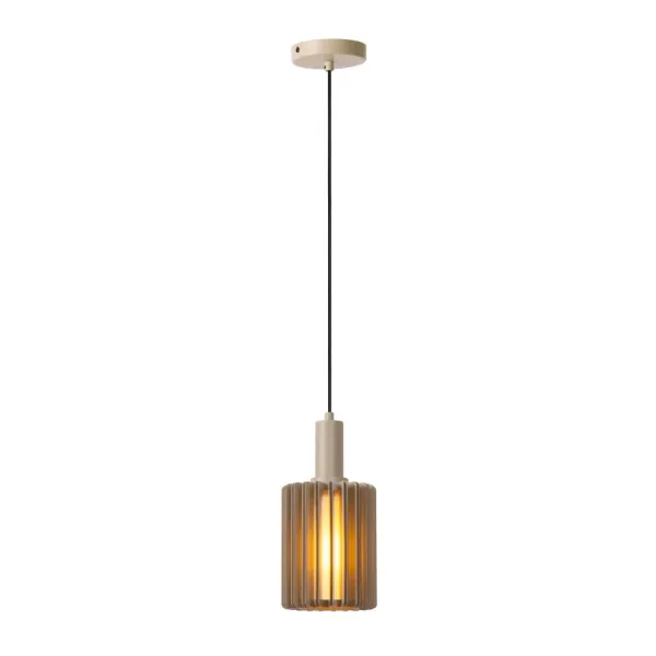 Lucide LAMBRES - Hanging lamp - 1xE27 - Taupe image 1