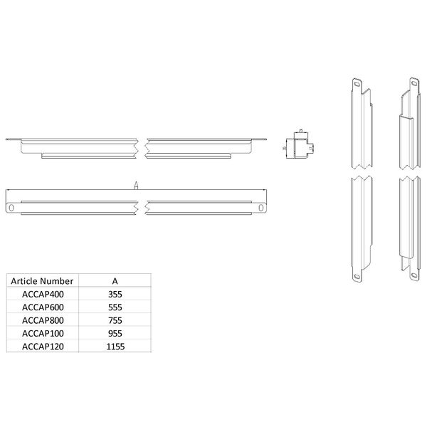 Cable fixing bars for plinth mounting (pair) for W=1000 mm image 3