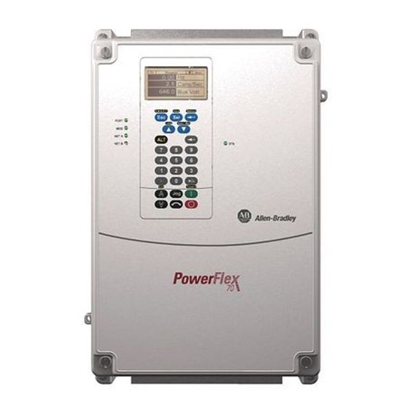 Allen-Bradley 20AD022C3AYNANC0 PowerFlex70 AC Drive, 480 VAC, 3 PH, 22 Amps, 15 HP Normal Duty, 10 HP Heavy Duty,Wall / Machine Mount - IP66/NEMA Type 4X/12 (Indoor Use), with conformal coating, LCD Display, Full Numeric Keypad, Brake IGBT Installed image 1