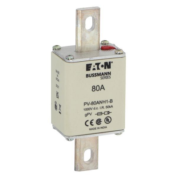 Fuse-link, high speed, 80 A, DC 1000 V, NH1, gPV, UL PV, UL, IEC, dual indicator, bolted tags image 37