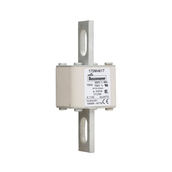 Fuse-link, high speed, 700 A, AC 690 V, size 1, 53 x 69 x 136 mm, aR, IEC, UL, no indicator, 90 mm centers image 15