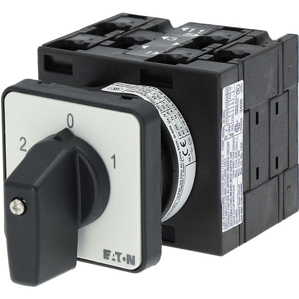Reversing switches, T3, 32 A, flush mounting, 3 contact unit(s), Contacts: 6, 45 °, maintained, With 0 (Off) position, 2-0-1, SOND 29, Design number 2 image 31