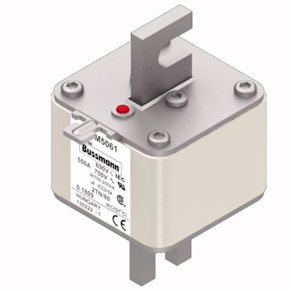 Fuse-link, high speed, 550 A, AC 690 V, DIN 2, 61 x 75 x 108 mm, aR, DIN, IEC, single indicator image 2