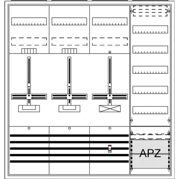 DA47BH Meter board, Field width: 4, Rows: 57, 1100 mm x 1050 mm x 215 mm, Isolated (Class II), IP31 image 37