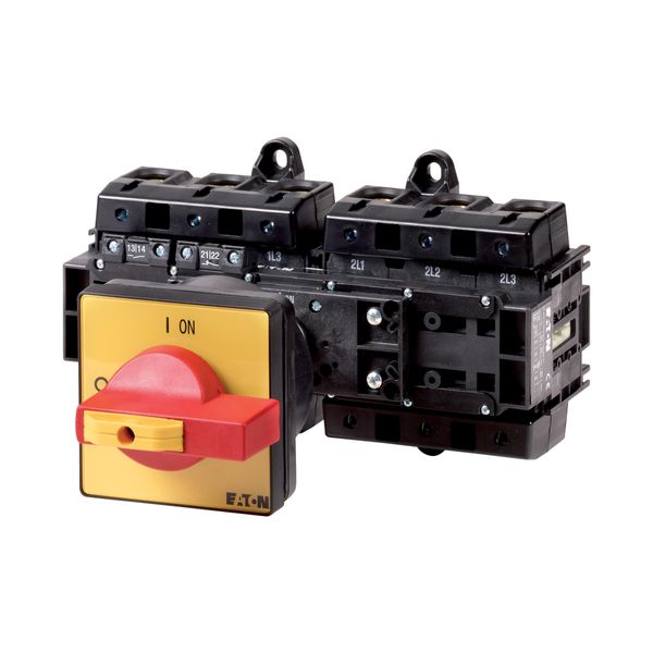 Main switch, T6, 160 A, rear mounting, 6 contact unit(s), 6 pole, 1 N/O, 1 N/C, Emergency switching off function, With red rotary handle and yellow lo image 3