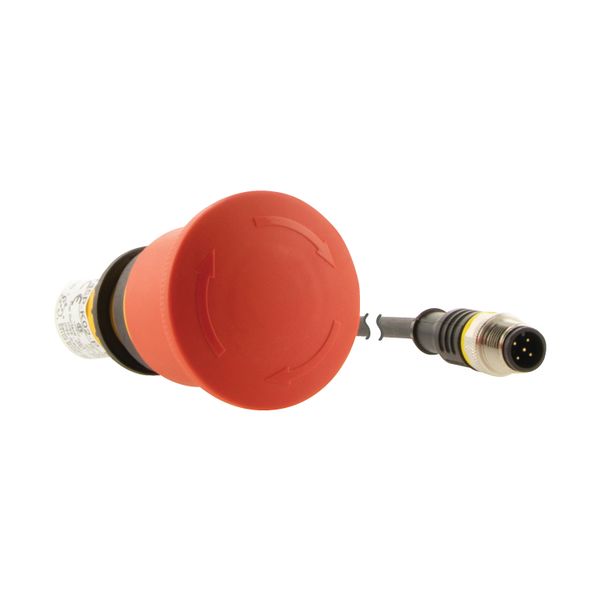 Emergency stop/emergency switching off pushbutton, Palm-tree shape, 45 mm, Turn-to-release function, 2 NC, Cable (black) with M12A plug, 5 pole, 0.2 m image 10