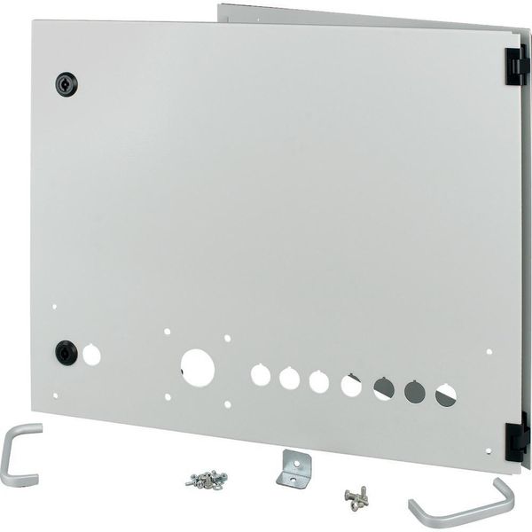 Opening metal front plate for drawer, NZM, closed, H=450mm, IP55, grey image 4