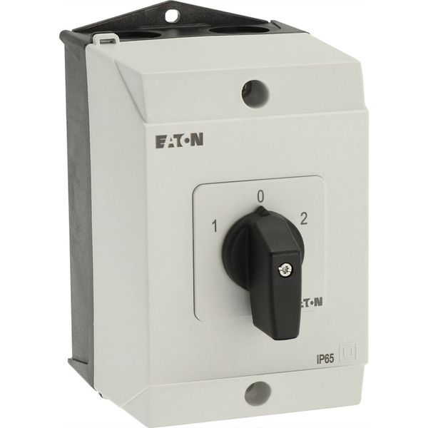 Reversing switches, T3, 32 A, surface mounting, 2 contact unit(s), Contacts: 4, 45 °, maintained, With 0 (Off) position, 1-0-2, Design number 8400 image 47