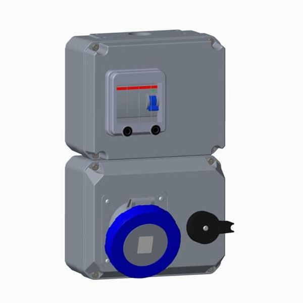 Switched interlocked socket-outlet with RCD, 9h, 30mA, 63A, IP67, 3P+N+E image 1