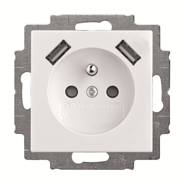 20 MUCB2USB-94-507 Socket Earthing pin with USB AA alpine white - Basic55 image 1