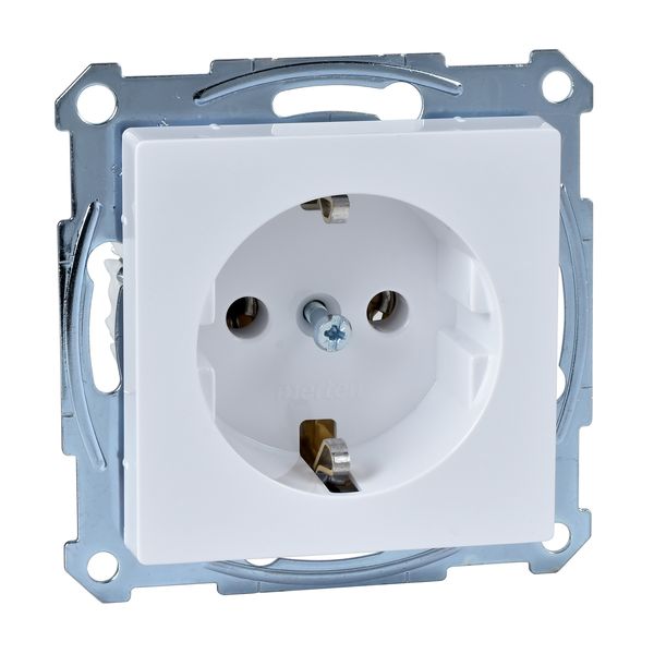 SCHUKO socket-outlet, screw terminals, active white, glossy, System M image 3