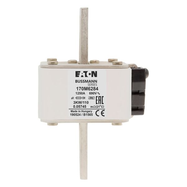 Fuse-link, high speed, 1250 A, AC 690 V, size 3, 74 x 92 x 141 mm, aR, IEC, single indicator image 7