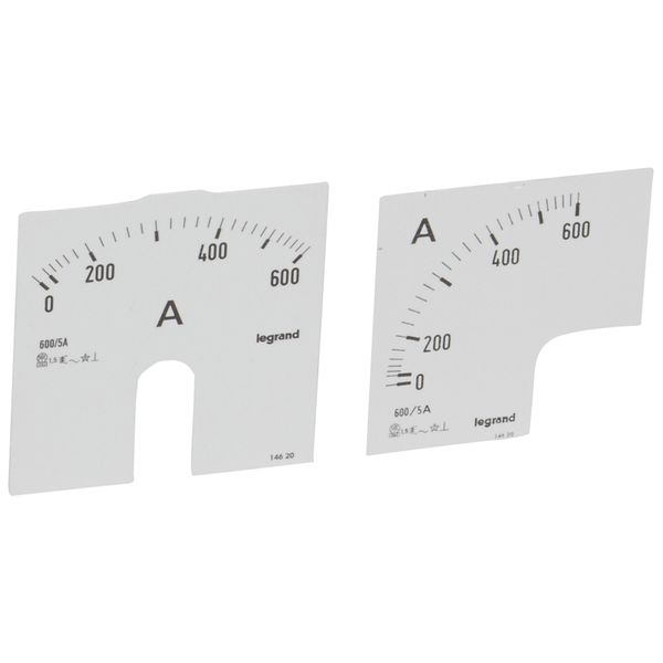 Measuring dial for ammeter - 0-600 A - fixing on door image 1