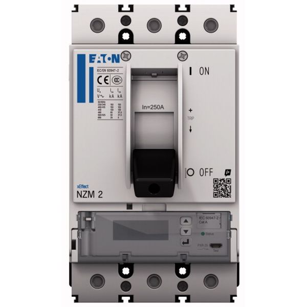 NZM2 PXR25 circuit breaker - integrated energy measurement class 1, 250A, 4p, variable, earth-fault protection and zone selectivity, plug-in technolog image 1