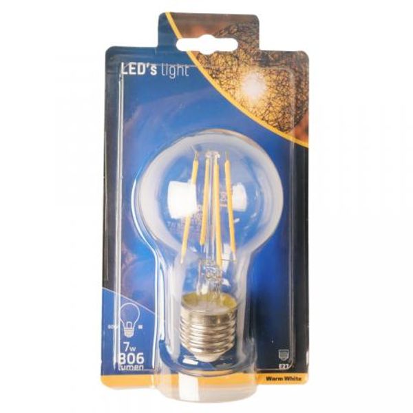 LED Filament Bulb - Classic A60 E27 7W 806lm 2700K Clear 320° image 1