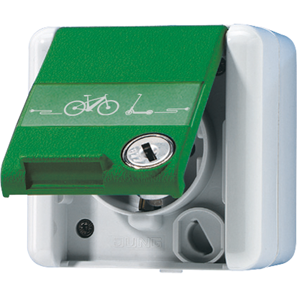 SCHUKO socket w. hinged lid E-Bike 820GNNAWSLEB image 1