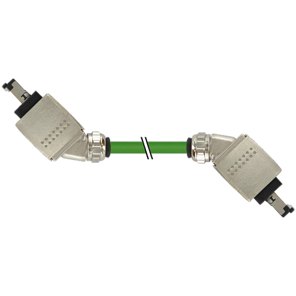 RJ45 PushPull male 45°male 45° PUR 1x4xAWG22 shielded gn+dragch 0.3m image 1