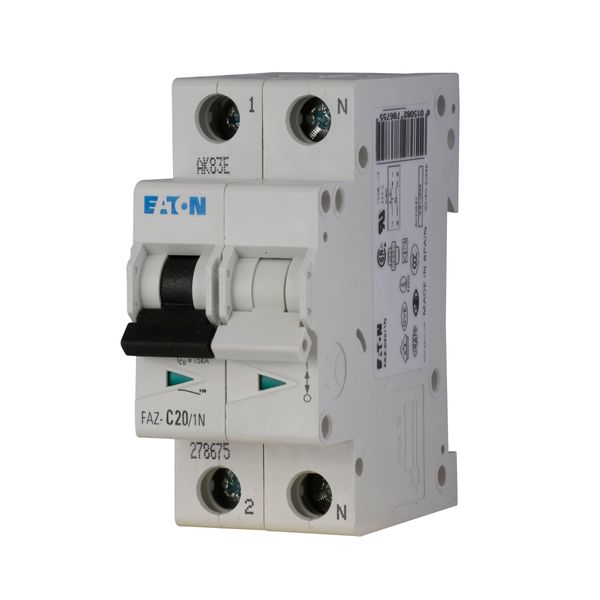 Miniature circuit breaker (MCB), 20 A, 1p+N, characteristic: C image 24